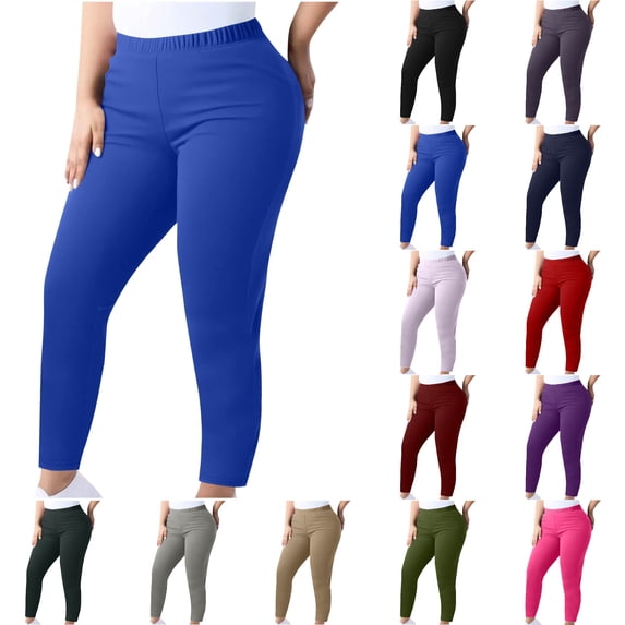 Nugftut Womens Plus Size Leggings Fitness Exercise Stretch Soft Pants High Waisted Lounge Gym Yoga Pants