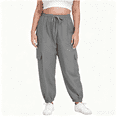 thumbnail image 1 of Nugftut Womens Plus Size Lightweight Cargo Joggers with Pockets, Drawstring Elastic Waist Relaxed Pants, Casual Tapered Sweatpants for Lounge, 1 of 8