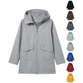 thumbnail image 1 of Nugftut Womens Rain Jacket Long Hooded Windbreaker, Hiking Pocket Outerwear Jacket,L, 1 of 8