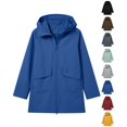 thumbnail image 1 of Nugftut Womens Rain Jacket Long Hooded Windbreaker, Hiking Pocket Outerwear Jacket,M, 1 of 8