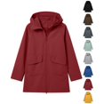 thumbnail image 1 of Nugftut Womens Rain Jacket Long Hooded Windbreaker, Hiking Pocket Outerwear Jacket,XL, 1 of 8