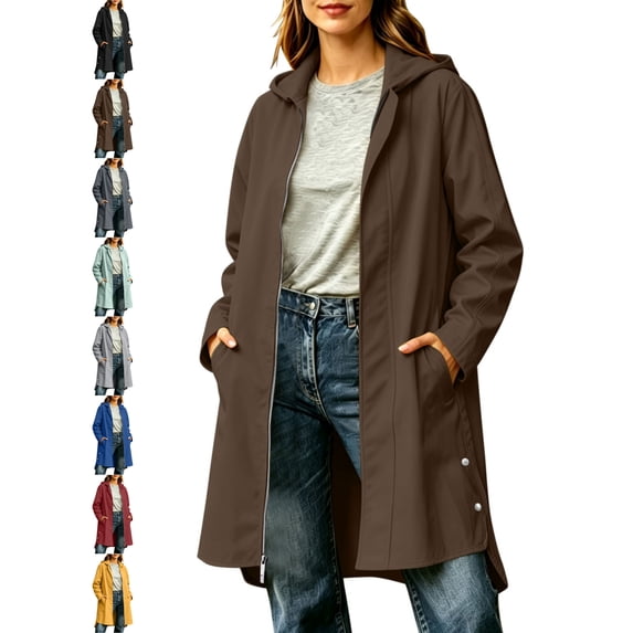 Nugftut Womens Rain Jacket Waterproof Windbreaker Long Raincoat with Hood,XXL