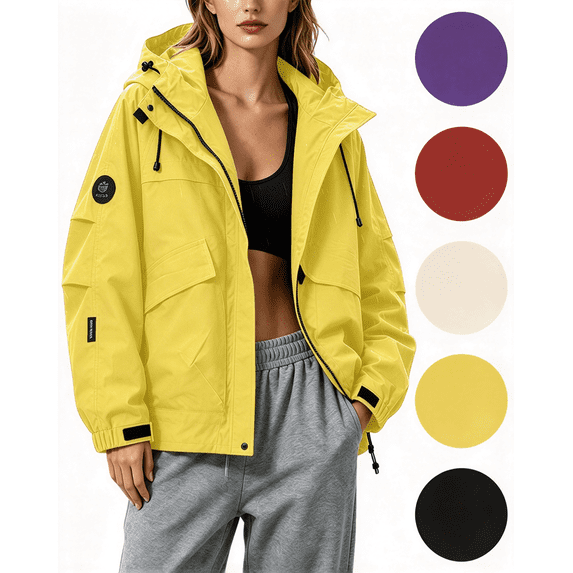 Nugftut Womens Rain Jacket Waterproof Windproof Zip up Hooded Outdoor Hiking Rain Jackets,XXL