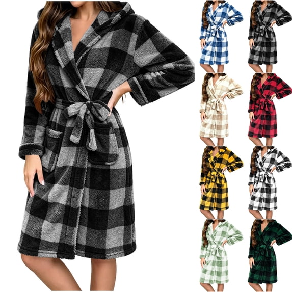 Nugftut Womens Robes Fleece Plush Soft, Fluffy Fuzzy Cozy Warm Bathrobes, Shower Spa House Long Robe for Women