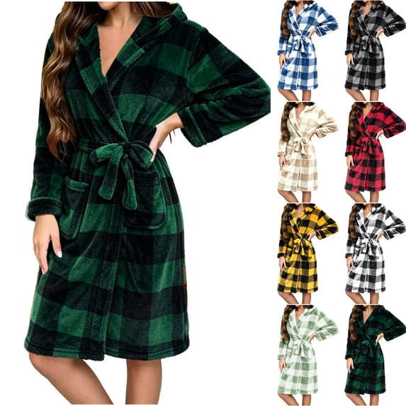 Nugftut Womens Robes Fleece Plush Soft, Fluffy Fuzzy Cozy Warm Bathrobes, Shower Spa House Long Robe for Women