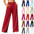 thumbnail image 1 of Nugftut Womens Sweatpants Loose Fit Wide Leg Sweat Pants Fleece Lined Breathable Pants Multi-Color, 1 of 8