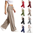 thumbnail image 1 of Nugftut Womens Wide Leg Pants Striped Elastic Waist Casual Sweatpants Lightweight Fall Pants, 1 of 7