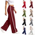 thumbnail image 1 of Nugftut Womens Wide Leg Pants Striped Elastic Waist Casual Sweatpants Lightweight Fall Pants, 1 of 6