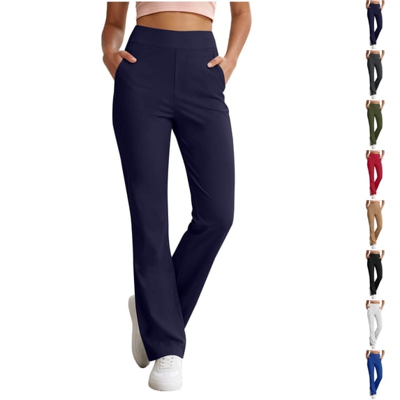 Nugftut Womens Yoga Pants Straight Leggings Casual Gym Pants Standard Length,No Front Seam,High Waist,Soft,Booty Lifting