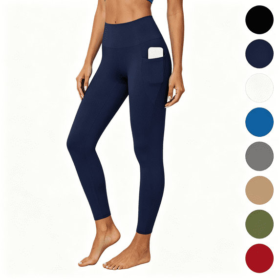 Nugftut Womens Yoga Pants with Pockets Stretch Workout Pant Soft Gentle Compression