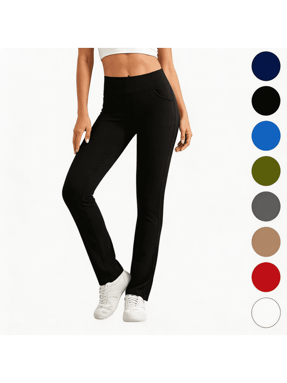 Yoga Pants Women, Straight Leg Leggings for Women with Pockets High Waisted Athletic Yoga Pants
