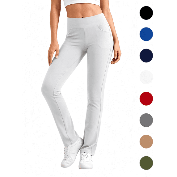 Nugftut Yoga Pants Women, Straight Leg Leggings for Women with Pockets High Waisted Athletic Yoga Pants