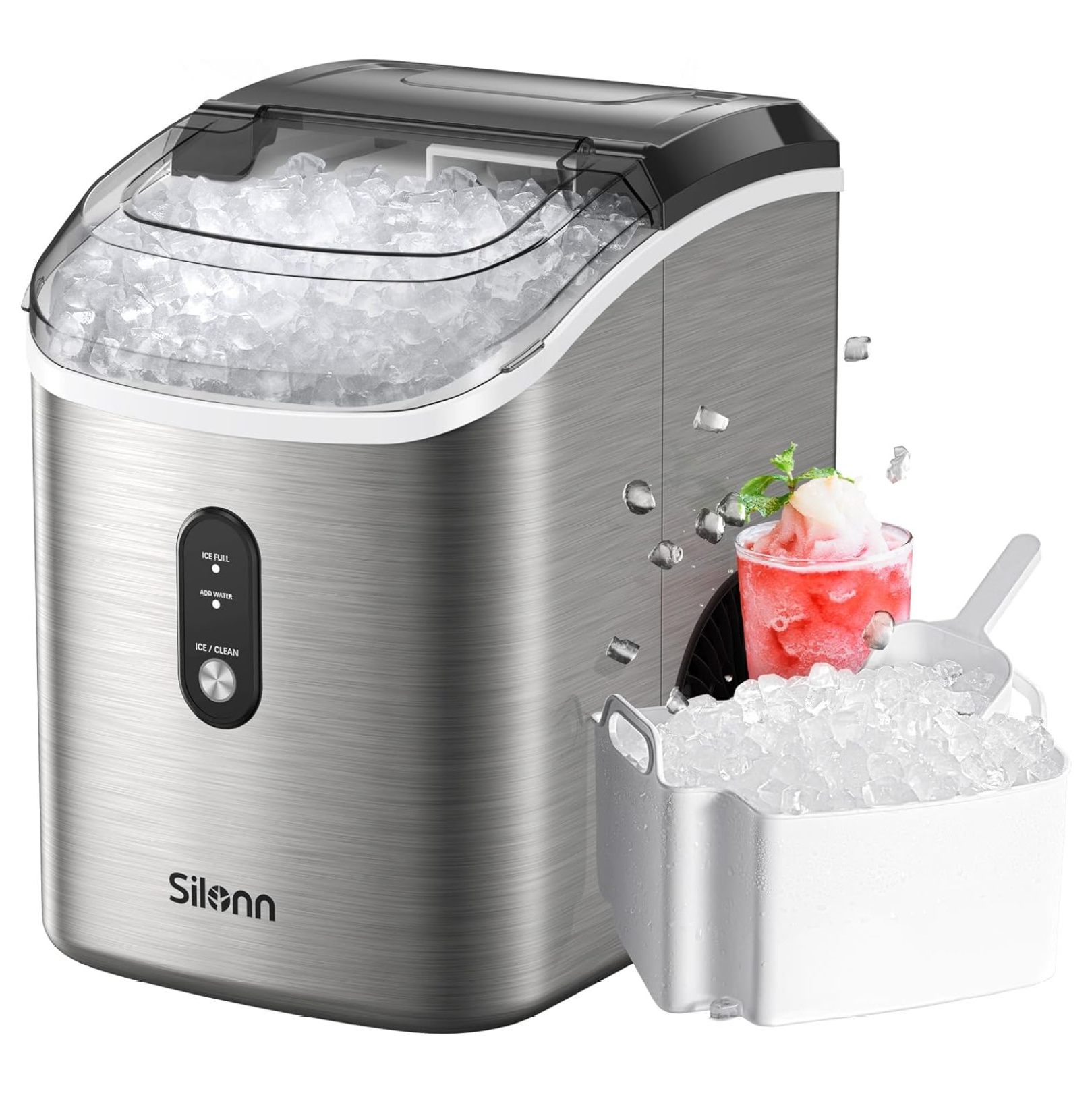 Nugget Countertop Ice Maker, MOWENTA Chewable Pellet Ice Machine with