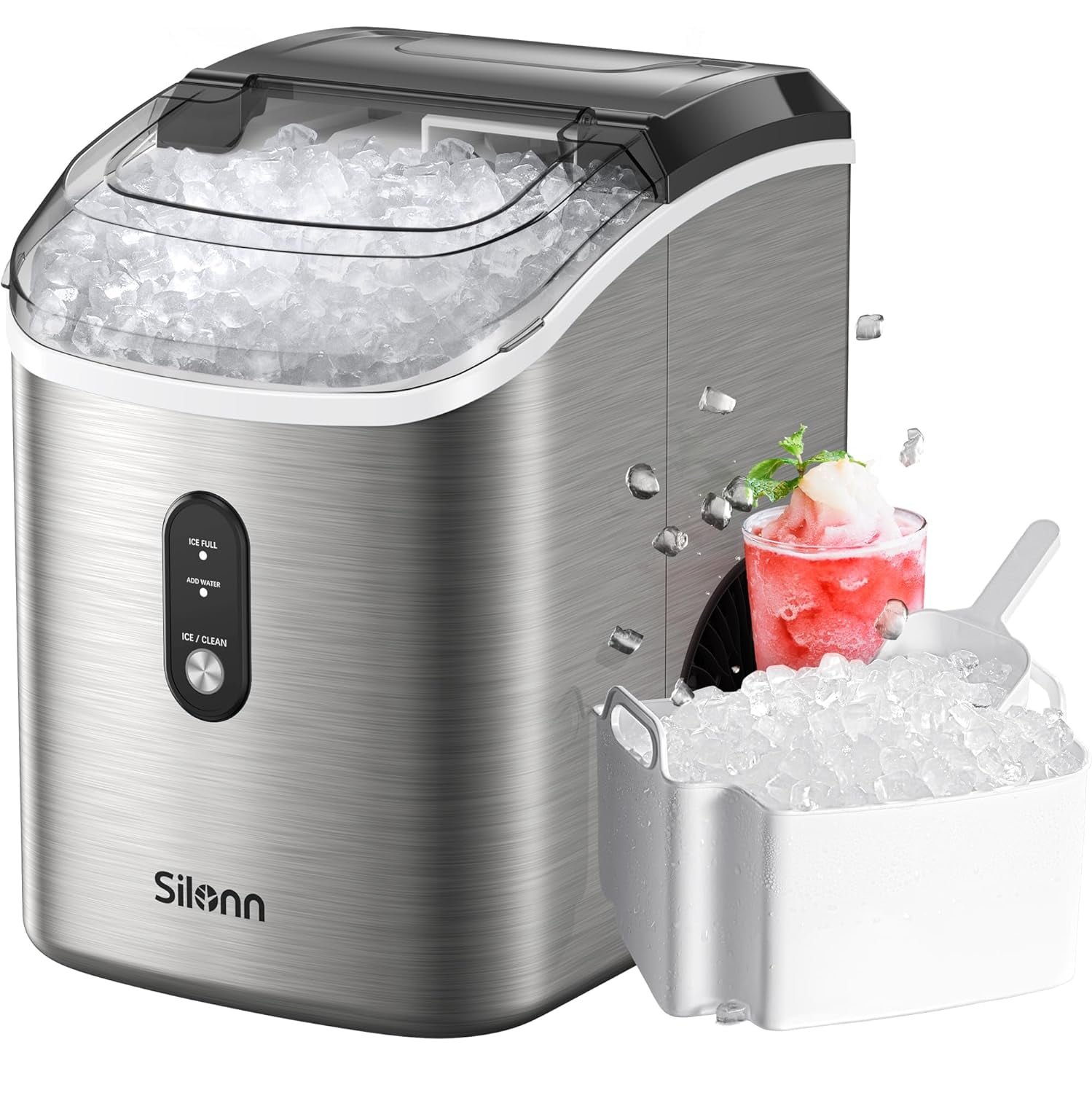 Nugget Countertop Ice Maker, Silonn Chewable Pellet Ice Machine with