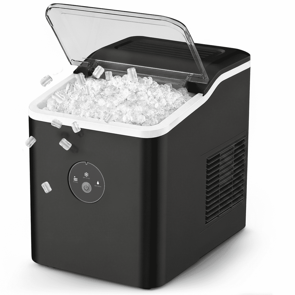 INOVIVA Countertop Nugget Ice Maker, Makes 27 LBS Per Day in 6 Mins, Self-Cleaning Stainless Steel Portable Machine for Home, Office & Parties