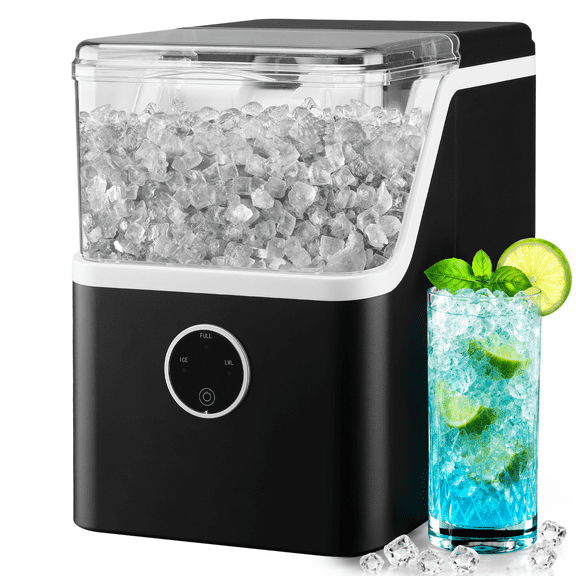 Nugget Ice Maker 42lbs/Day, Countertop Ice Maker with 1.5L Water Tank, Soft Chewable Pebble Ice Maker, Self-Cleaning Machine with Quiet 42dB Operation & LED Indicator for Home Kitchen, Office, RV