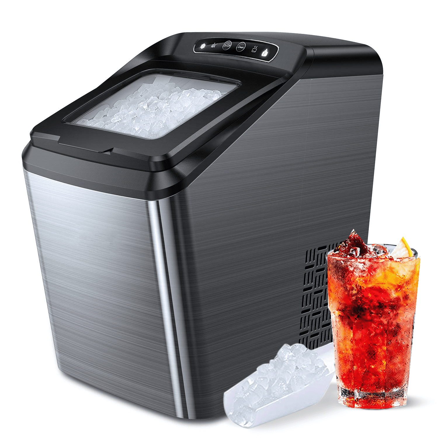 Gevi Household Countertop Nugget Ice Maker with Viewing Window - Making  Pebble Ice 30lbs/Day, Self-Cleaning, Stainless Steel
