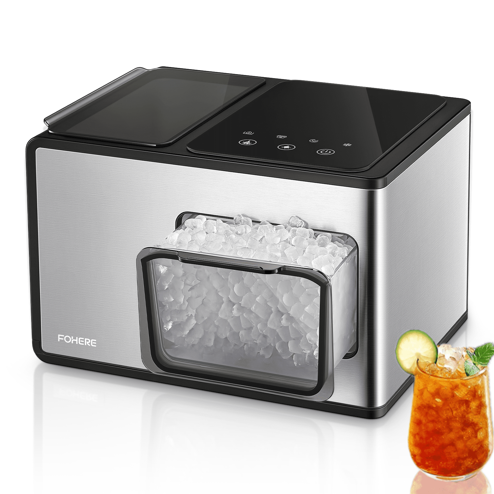 Nugget Ice Maker Countertop, Pebble Ice with Self-Cleaning 35Lbs/24hrs  Black