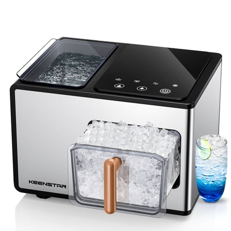 Nugget Ice Maker Countertop, 40lbs/24H, Pebble Ice Maker with Soft Chewable Ice, Self Cleaning Sonic Ice Machine, Stainless Steel w/Touch Screen for Home Office Bar Party- Sliver