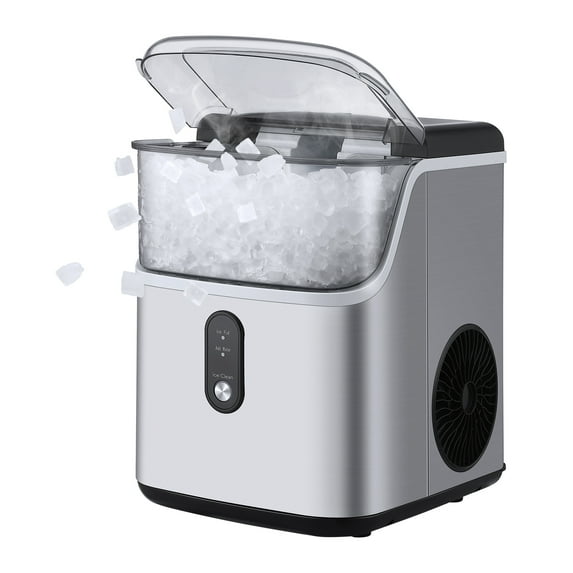 Nugget Ice Maker Countertop Machine with Soft Chewable Ice 36Lbs/24Hrs Pebble Ice Maker with Self-Cleaning One-Click Operation with Ice Scoop/Basket for Home/Kitchen/Bar
