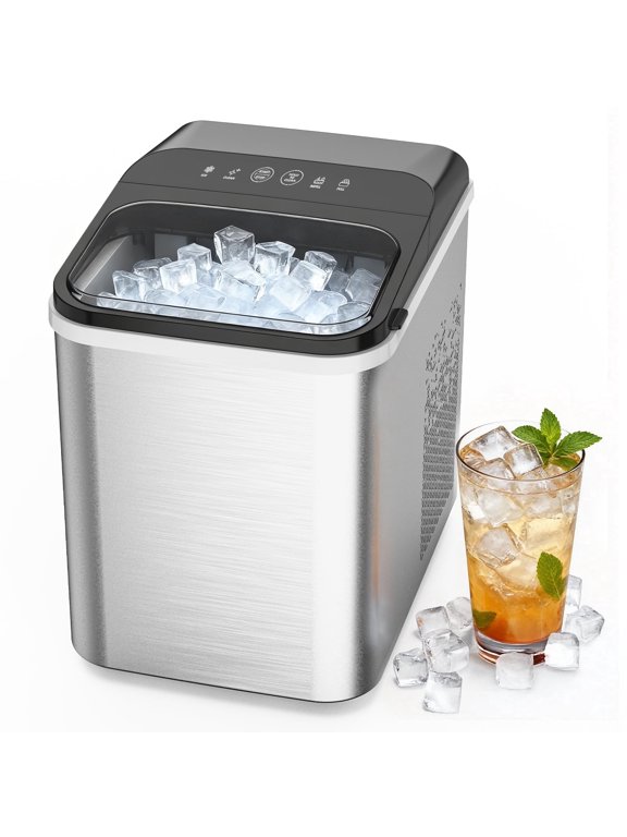 Nugget Ice Maker Countertop, Portable Ice Machine with Crushed Ice, 34lbs/Day, Self-Cleaning, Sonic Ice Makers with Chewable Pellet Ice for Home, Kitchen, Camping, RV, Office