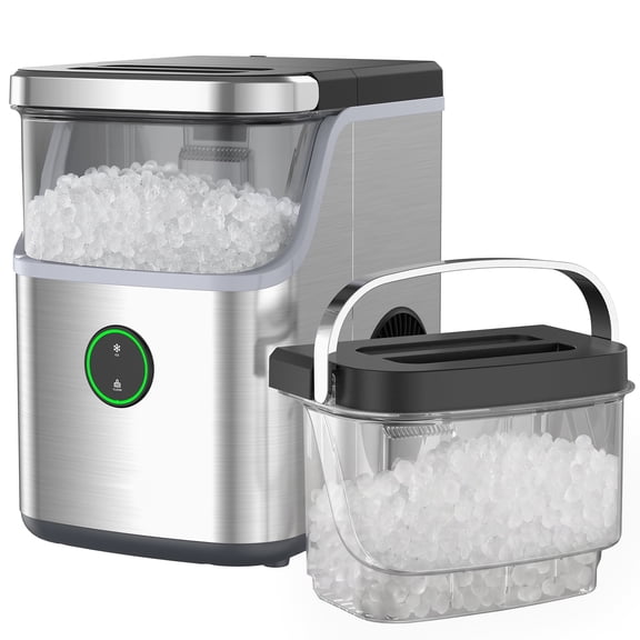Philergo 35lbs/24H Nugget Ice Maker Countertop with Detachable Ice Basket, Portable Ice Machine,Chewable Ice, Self-Cleaning, Silver