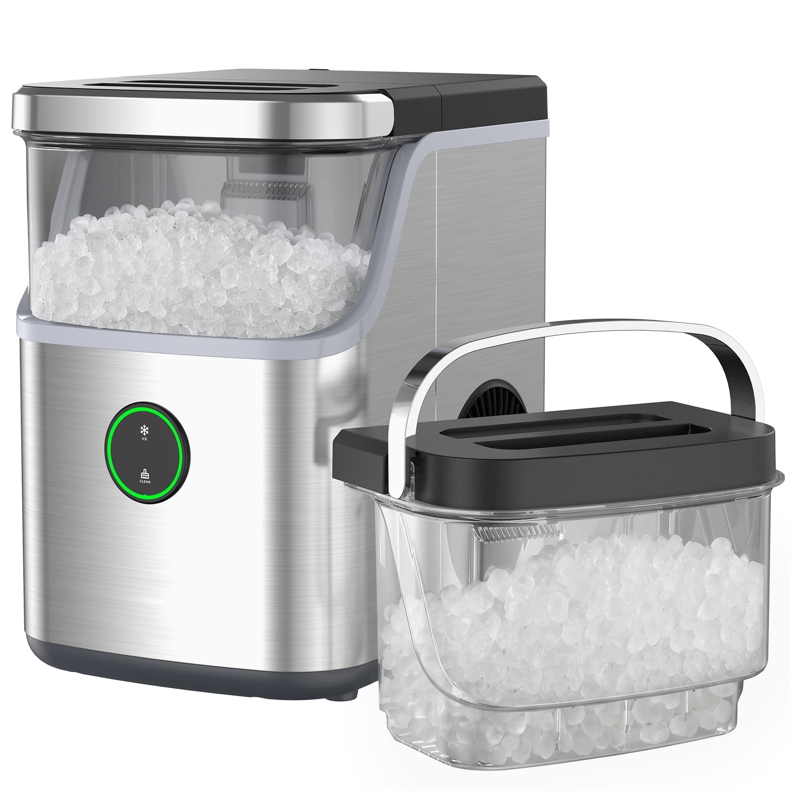 Philergo 35lbs/24H Nugget Ice Maker Countertop with Detachable Ice Basket, Portable Ice Machine,Chewable Ice, Self-Cleaning, Silver