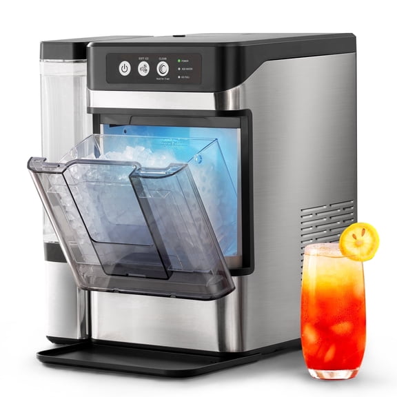 Nugget Ice Maker Countertop with 0.8Gal Removable Tank, 41Lbs/24H, One-Touch Fast Ice in 6 Mins, Self-Cleaning & Ultra Quiet for Home/Office/Party