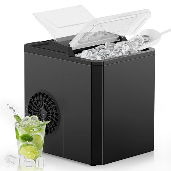 Nugget Ice Maker Machine, 26lbs in 24Hrs, 9 Ice Cubes in 6 Mins,Auto-Cleaning Portable Ice Maker with Basket and Scoop, Countertop Ice Maker for Home/Kitchen/Camping/RV, White