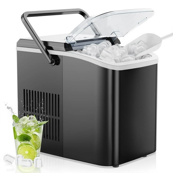 Nugget Ice Maker Machine, 26lbs in 24Hrs, 9 Ice Cubes in 6 Mins,Auto-Cleaning Portable Ice Maker with Basket and Scoop, Countertop Ice Maker for Home/Kitchen/Camping/RV, White