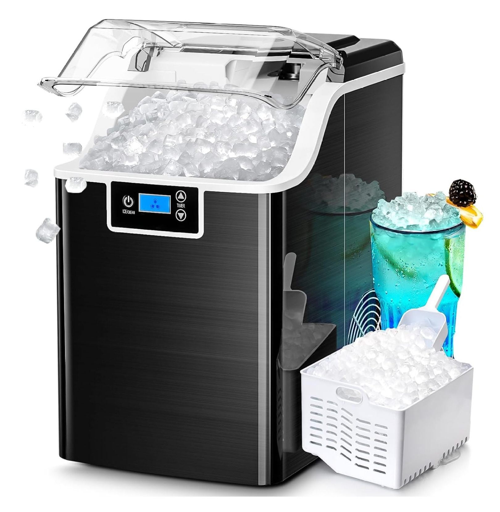 Nugget Ice Makers Countertop, 45lbs/Day Portable Ice Maker for Party
