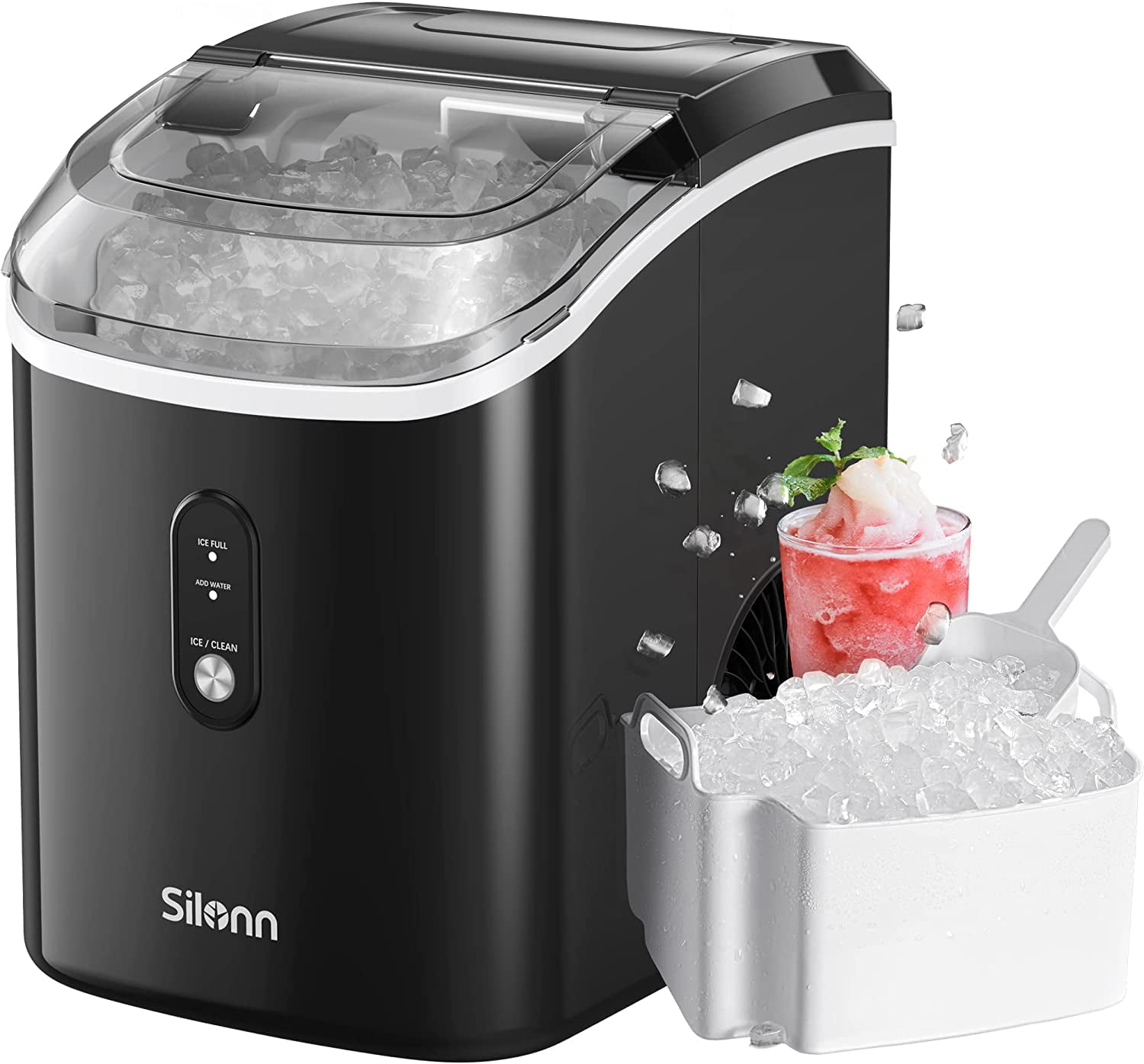 EUHOMY Countertop Nugget Ice Maker, Max 33lbs/24H, 2 Ways Water Refill, LED  Light, Self-Cleaning Pebble Ice Maker with Basket and Scoop, for Home/Kitc  for Sale in Houston, TX - OfferUp