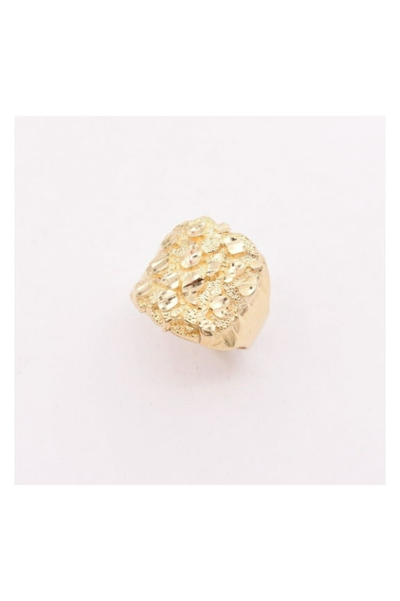 Diamond-Cut Nugget Puffed Oval Men’s Adult Ring 10K Yellow Gold, 5.50 Gr ALL SIZES - GOLDUM NYC
