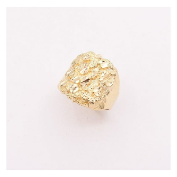 Diamond-Cut Nugget Puffed Oval Men’s Adult Ring 10K Yellow Gold, 5.50 Gr ALL SIZES - GOLDUM NYC