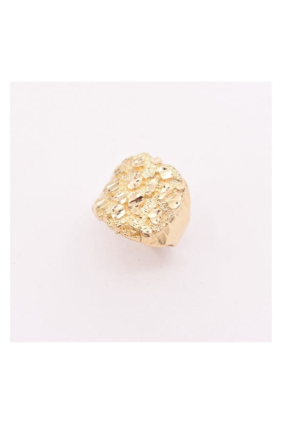Nugget Puffed Oval Unisex Adult Ring Real Solid 10K Yellow Gold 5.50 Gr - GOLDUM NYC