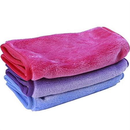 Nugilla Microfiber Face Cloths Remove Makeup - Reusable Makeup Removing Cloths for All Skin Types - Eco Facial Cleansing Washcloth, 3 Pack (7.8 x 14 in, Muti-Colors)
