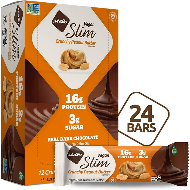 Nugo Slim Dark Chocolate Crunchy Peanut Butter, 16g Vegan Protein, 3g