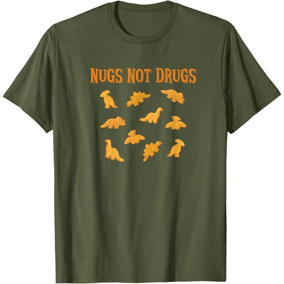 Nugs Not Drugs Dinosaur Chicken Nugget Softstyle Unisex T-Shirt,Military Green Color,Size 4T