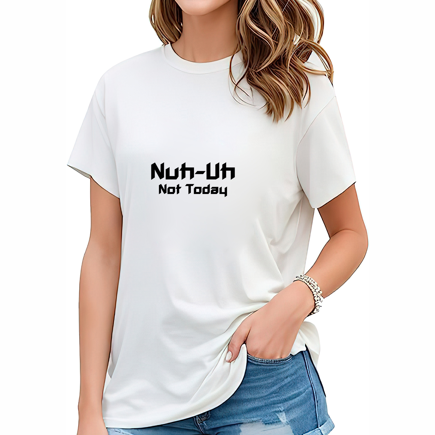 ladies white slogan t shirt