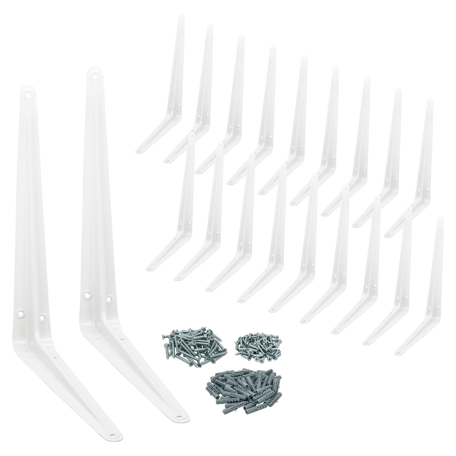Nuk3y 10" x 12" L Shape Heavy Duty Shelf Bracket with Screws, 20 Pack