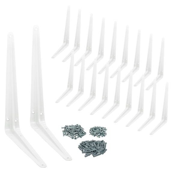 Nuk3y 10" x 12" L Shape Heavy Duty Shelf Bracket with Screws, 20 Pack