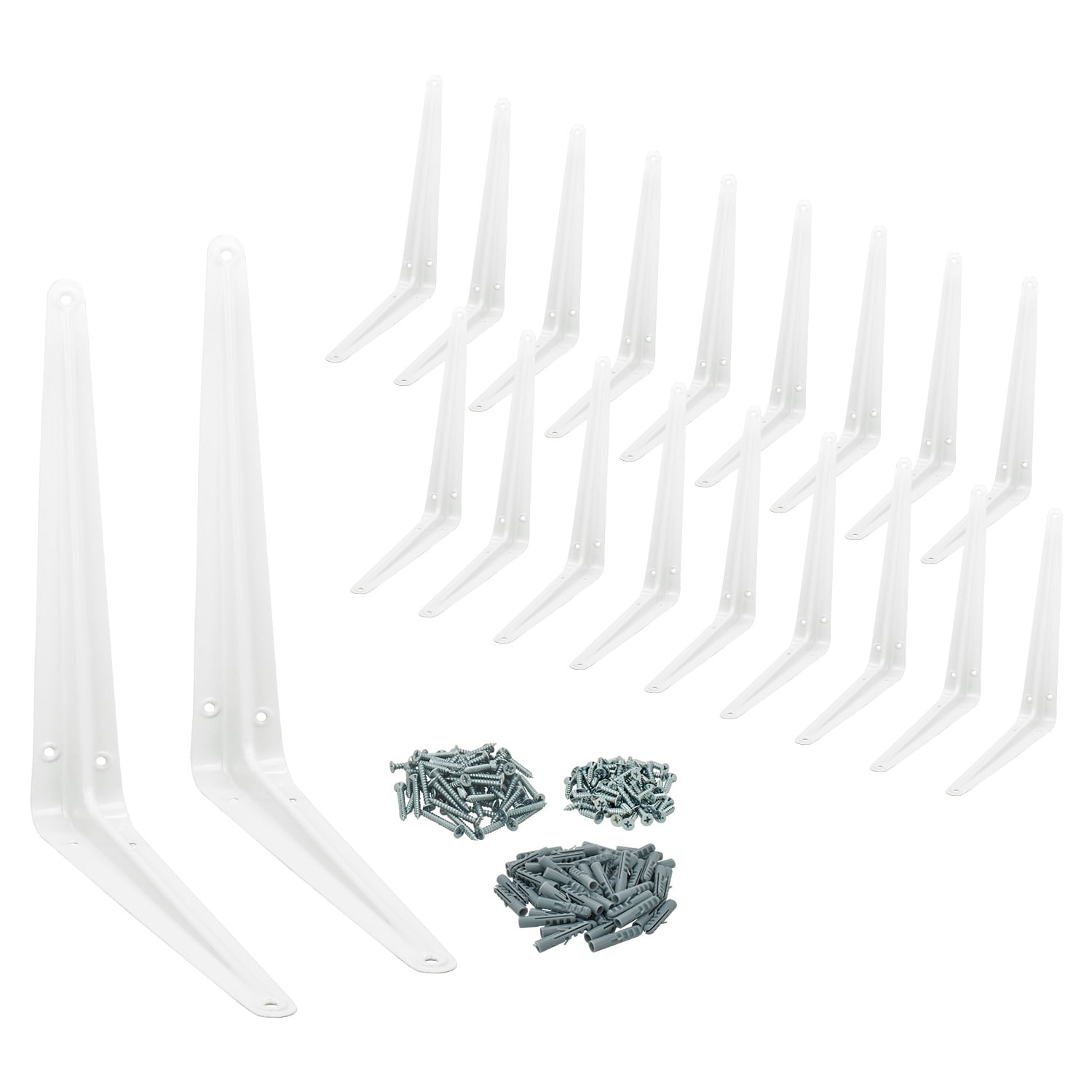 Nuk3y 8" x 10" L Shape Heavy Duty Shelf Bracket with Screws, 20 Pack