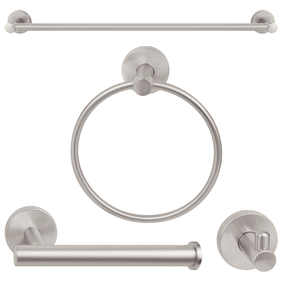 Nuk3y Luna Modern 4-Piece Bathroom Hardware Accessory Set with 24" Towel Bar