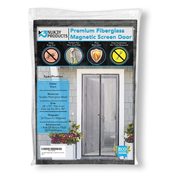 Nuk3y Magnetic Screen Door Mesh Curtain Fiberglass