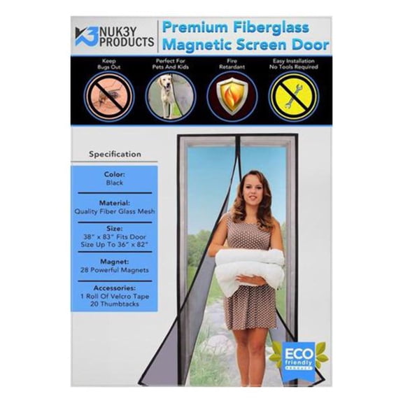 Nuk3y Magnetic Screen Door Mesh Curtain Fiberglass