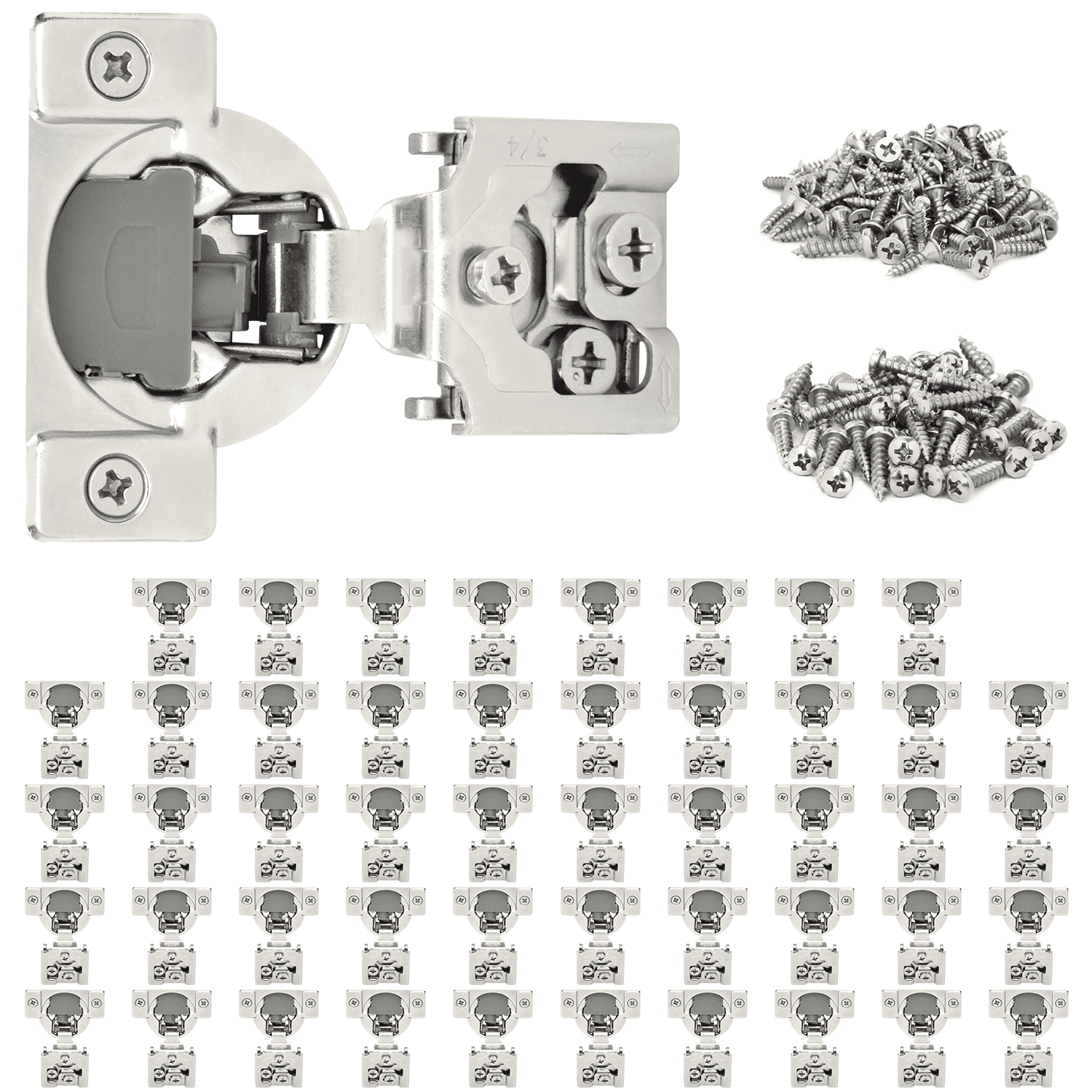 Steel Soft Close Cabinet Hinges 50 Pack 3/4" Overlay