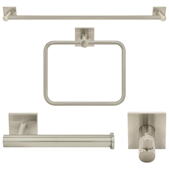 Nuk3y Senna Modern Square 4-Piece Bathroom Hardware Accessory Set