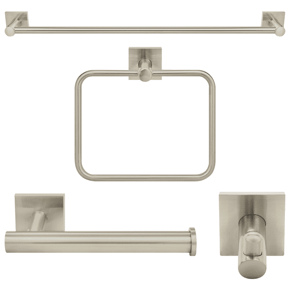 Nuk3y Senna Modern Square 4-Piece Bathroom Hardware Accessory Set