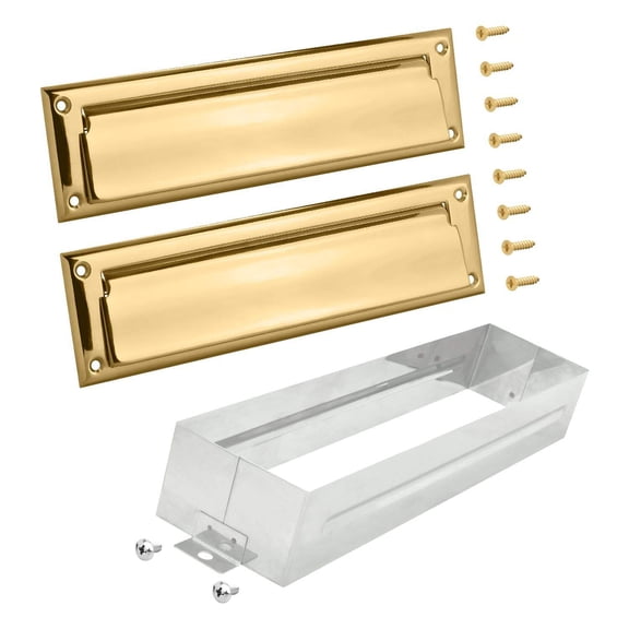 Nuk3y Solid Brass Mail Slot with Double Flap and Sleeve 13" x 3.625"
