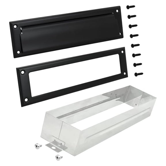 "Nuk3y Solid Brass Mail Slot with Sleeve (Matte Black, 13"" x 3.625"")"